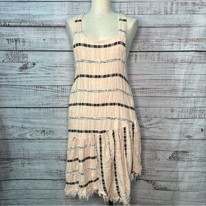 Free People MEDIUM Stripe Asymmetrical Sleeveless‎ Dress Boho Stripe